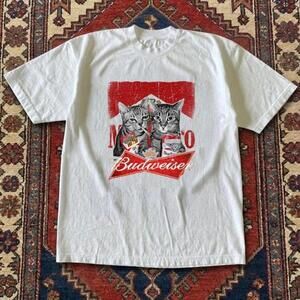 Gildan Men White T-Shirt, White Cat Funny Graphic Tee